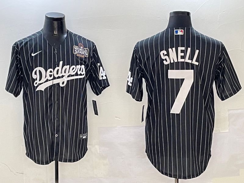 Men Los Angeles Dodgers #7 Snell Black Stripe Jointly Name 2025 Nike MLB Jersey style 5->los angeles dodgers->MLB Jersey